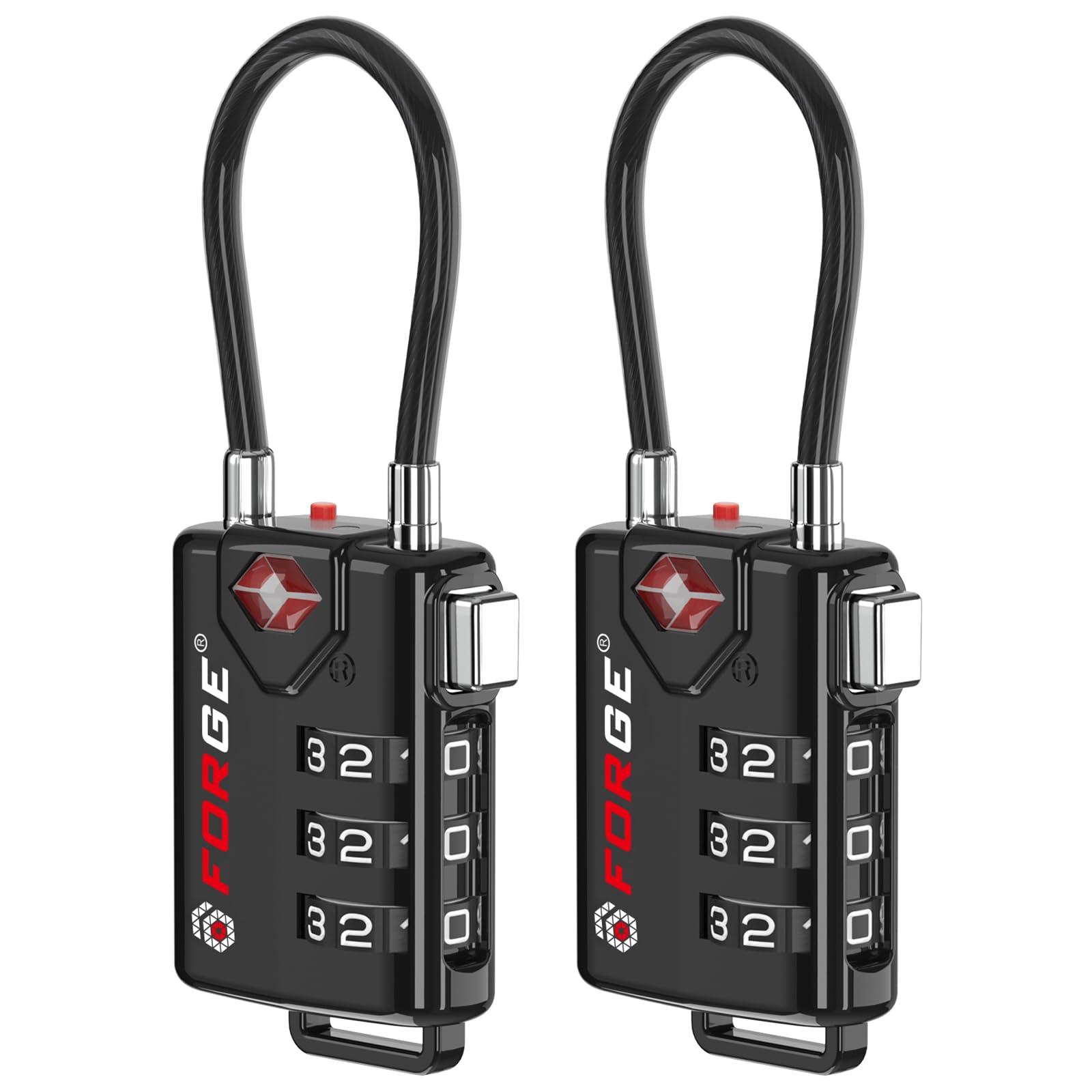 TSA Approved Cable Luggage Locks, Re-settable Combination with Alloy Body