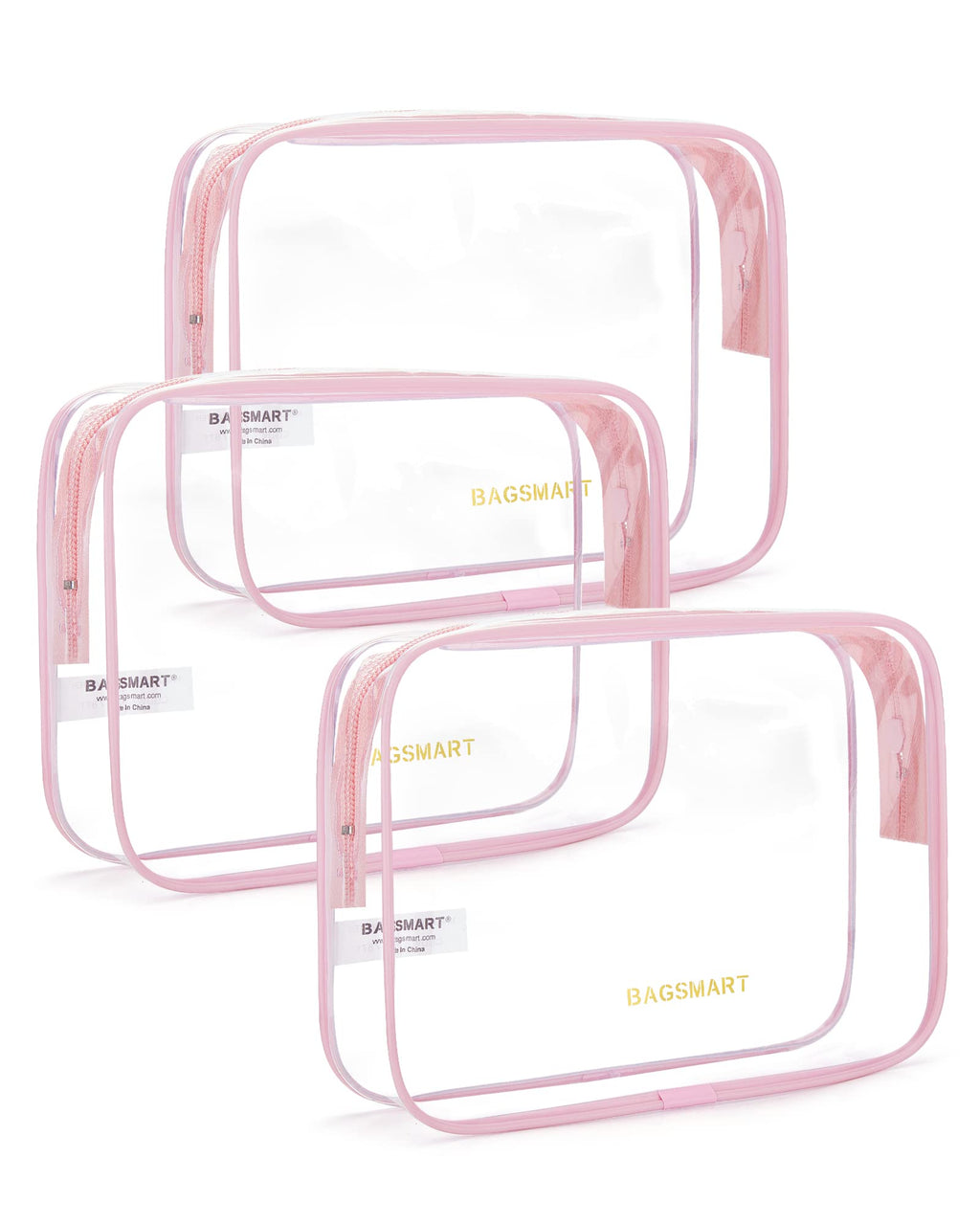 BAGSMART Clear Toiletry Bag, 3 Pack TSA Approved Toiletry Bag Quart Size Bag