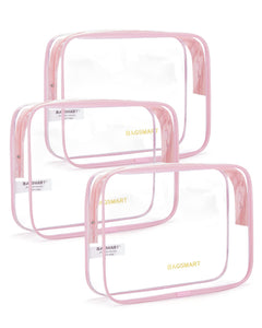 3-Pack TSA-Approved Clear Quart-Size Travel Toiletry Bags