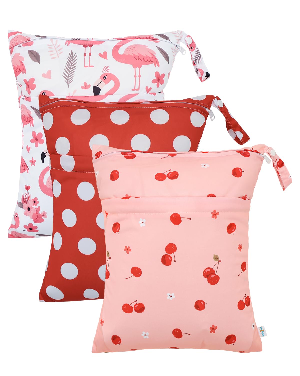 babygoal Wet Dry Bags for Baby Cloth Diapers, Washable Travel Bags, Beach, Pool, Gym Bag for Swimsuits & Wet Clothes with Two Zippered Pockets
