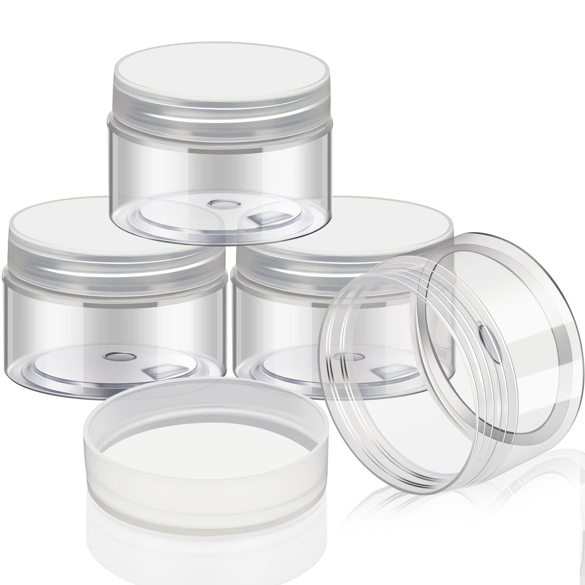 Patelai 4 Pcs Plastic Jars Wide Mouth with Lids