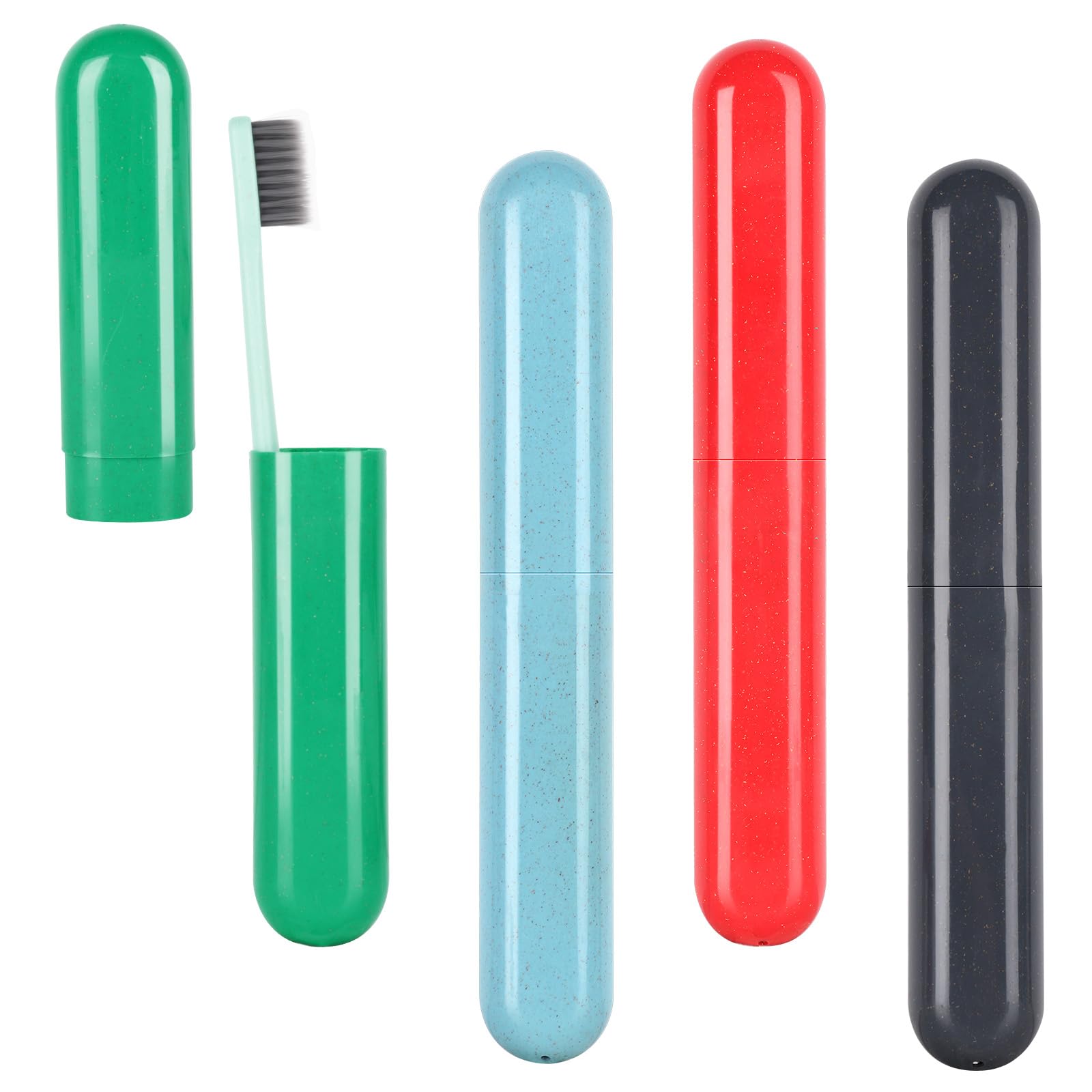 4 Pack Toothbrush Cases - Portable Travel Holder Container With Cover - Plastic Carrier Protector for Bathroom, School, Home, Camping