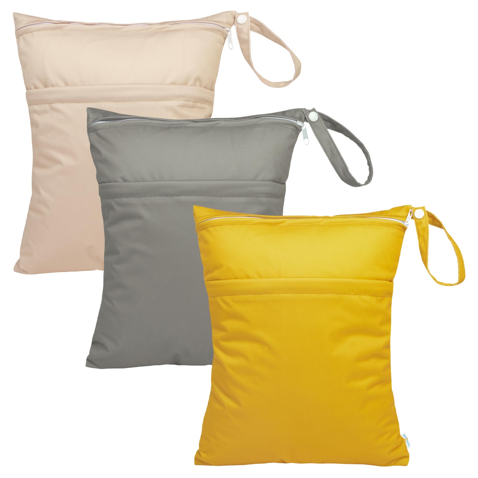 babygoal Wet Dry Bags for Baby Cloth Diapers, Washable Travel Bags, Beach, Pool, Gym Bag for Swimsuits & Wet Clothes with Two Zippered Pockets