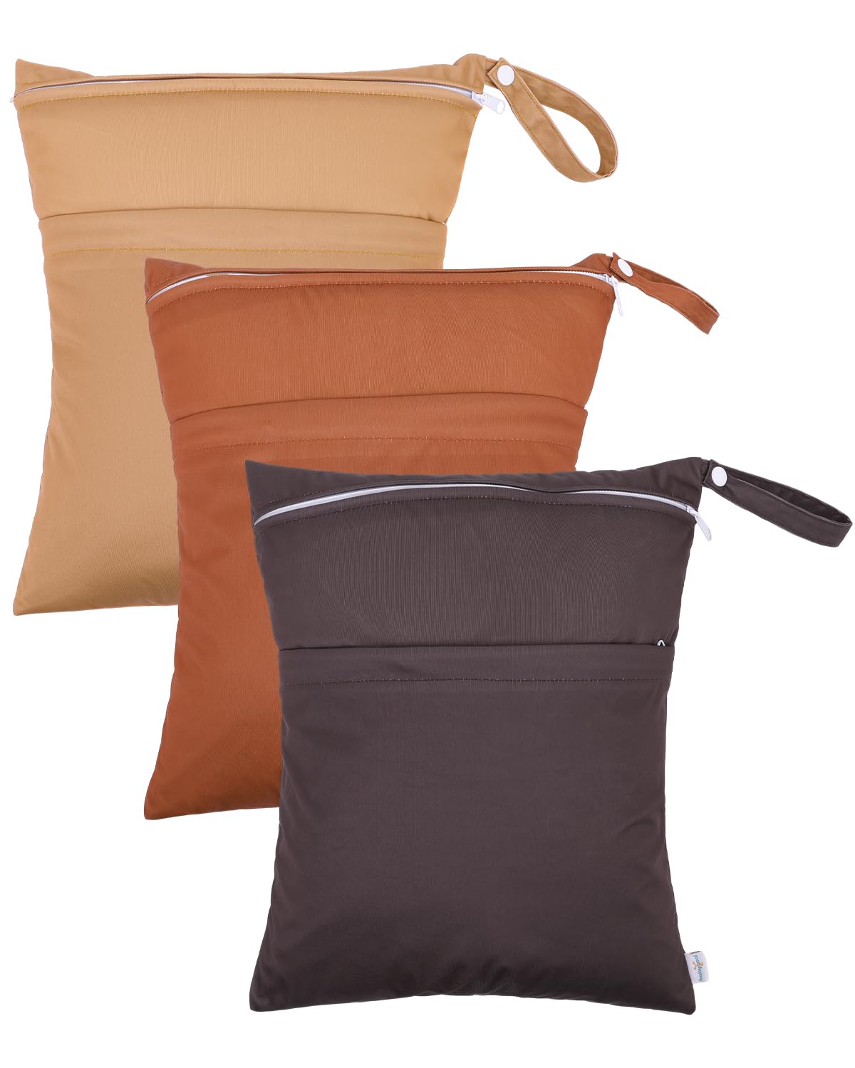 babygoal Wet Dry Bags for Baby Cloth Diapers, Washable Travel Bags, Beach, Pool, Gym Bag for Swimsuits & Wet Clothes with Two Zippered Pockets