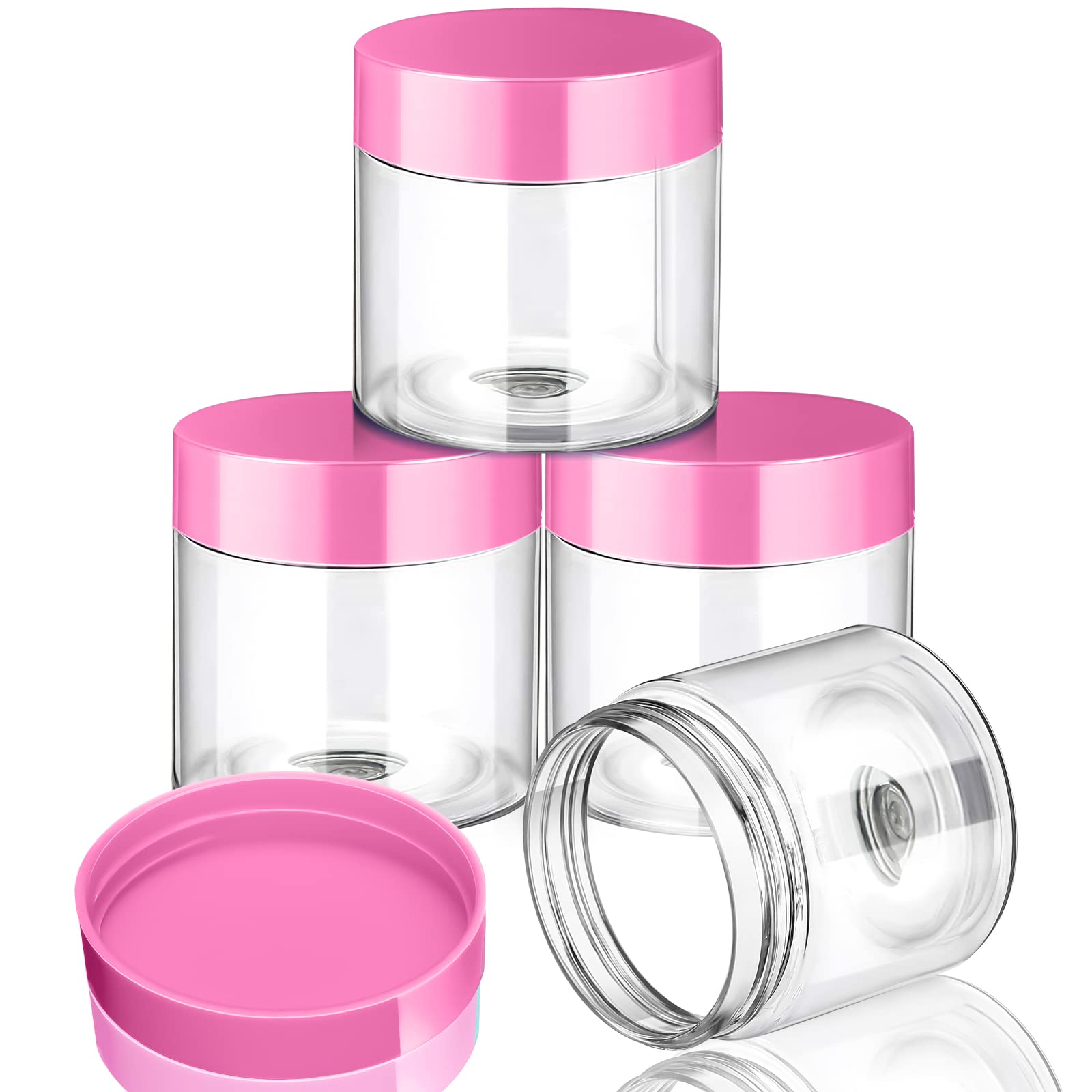 Patelai 4 Pcs Plastic Jars Wide Mouth with Lids