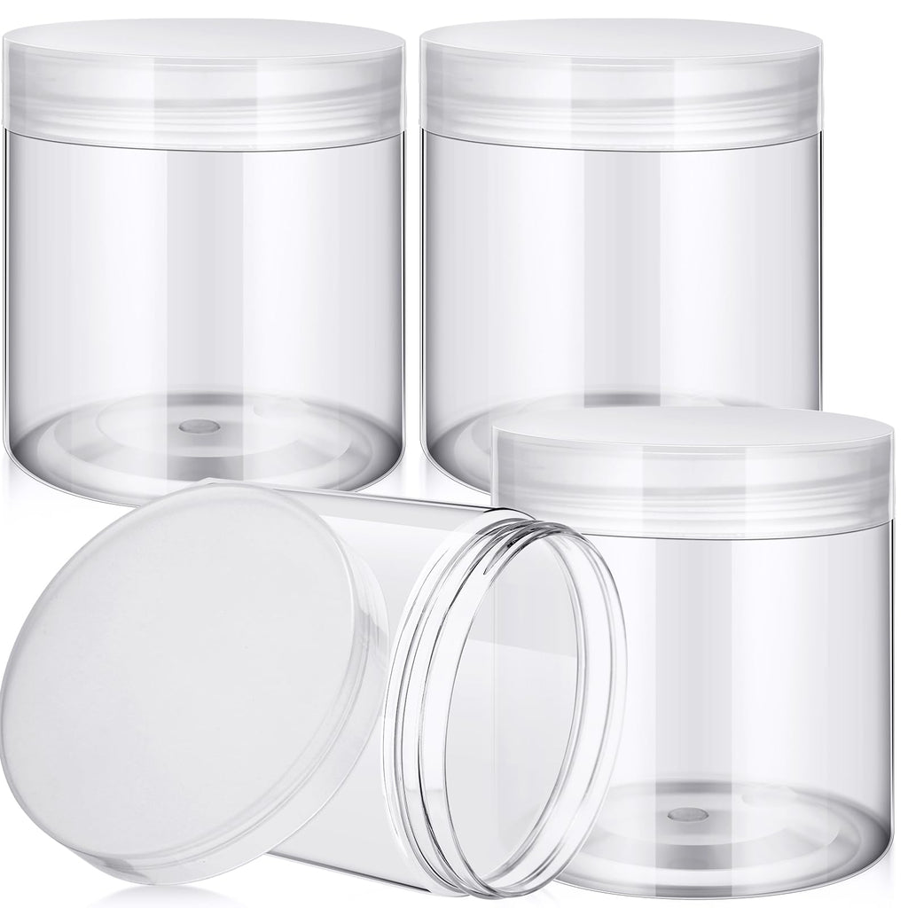 Patelai 4 Pcs Plastic Jars Wide Mouth with Lids