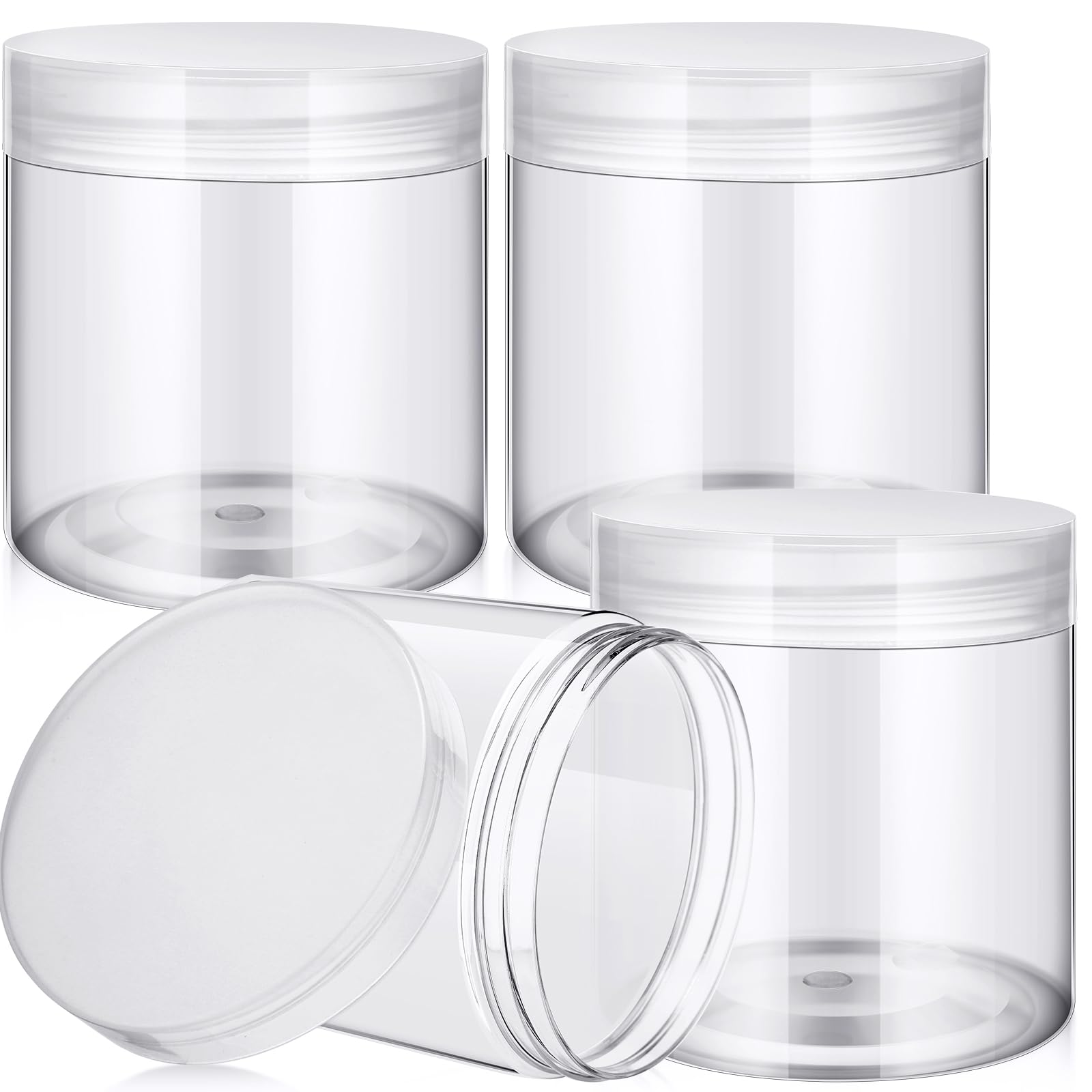Patelai 4 Pcs Plastic Jars Wide Mouth with Lids