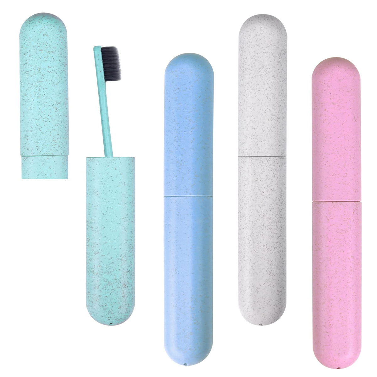 4 Pack Toothbrush Cases - Portable Travel Holder Container With Cover - Plastic Carrier Protector for Bathroom, School, Home, Camping