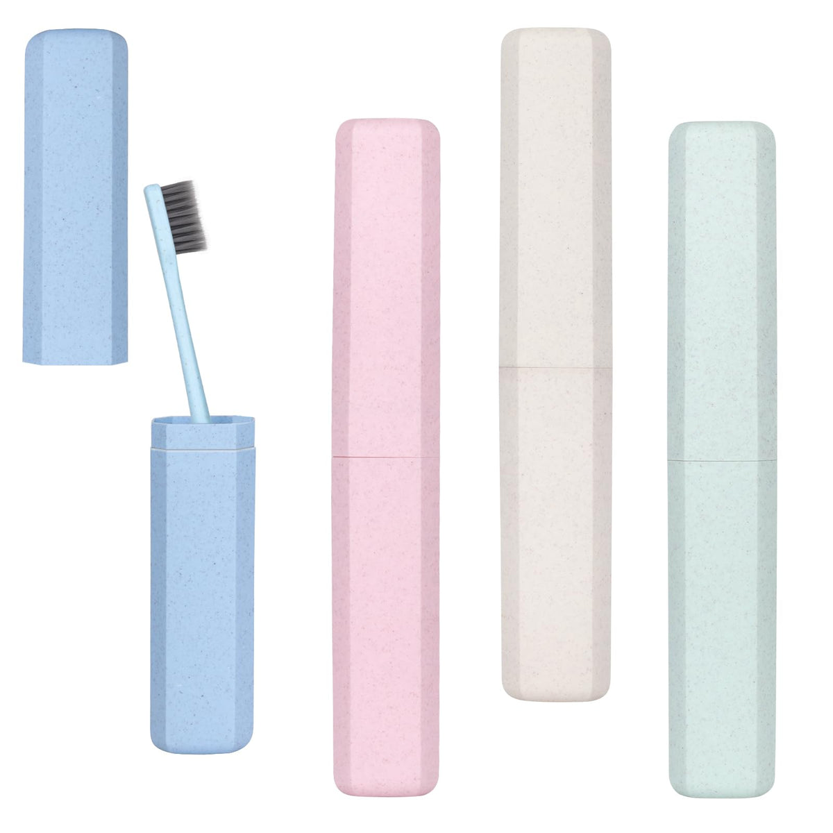 4 Pack Toothbrush Cases - Portable Travel Holder Container With Cover - Plastic Carrier Protector for Bathroom, School, Home, Camping