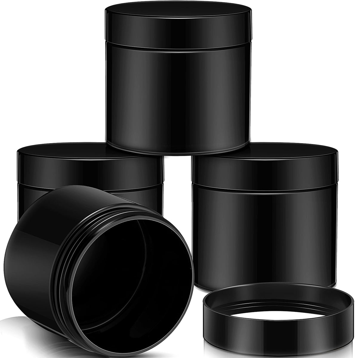 Patelai 4 Pcs Plastic Jars Wide Mouth with Lids