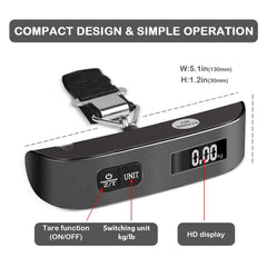 Digital Luggage Scale with 110 lb Capacity & Backlit LCD