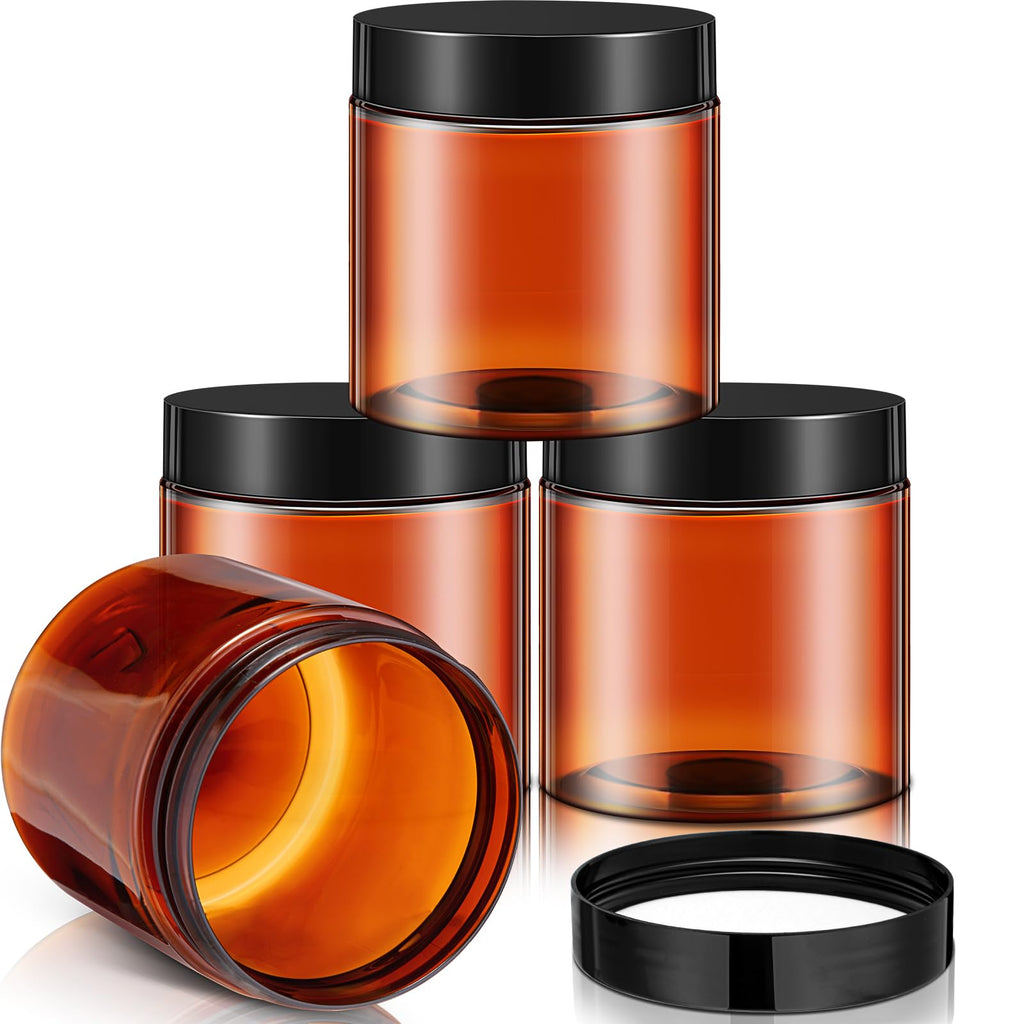 Patelai 4 Pcs Plastic Jars Wide Mouth with Lids