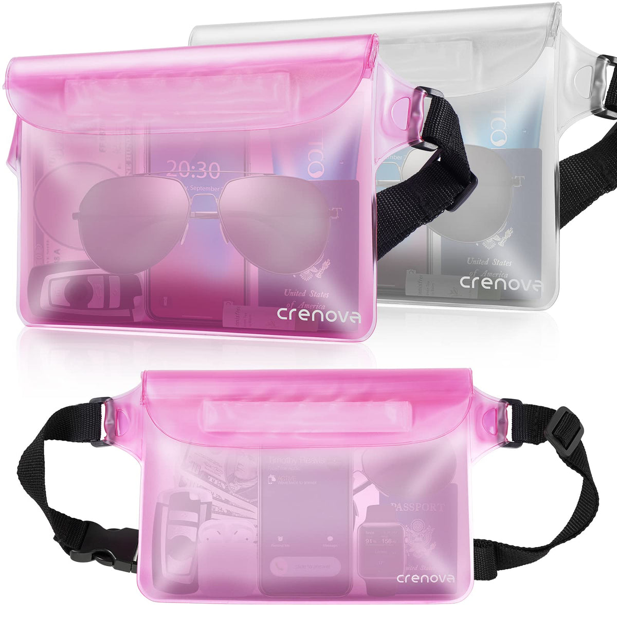 IP68 Waterproof Waist Pouch with Adjustable Travel Strap