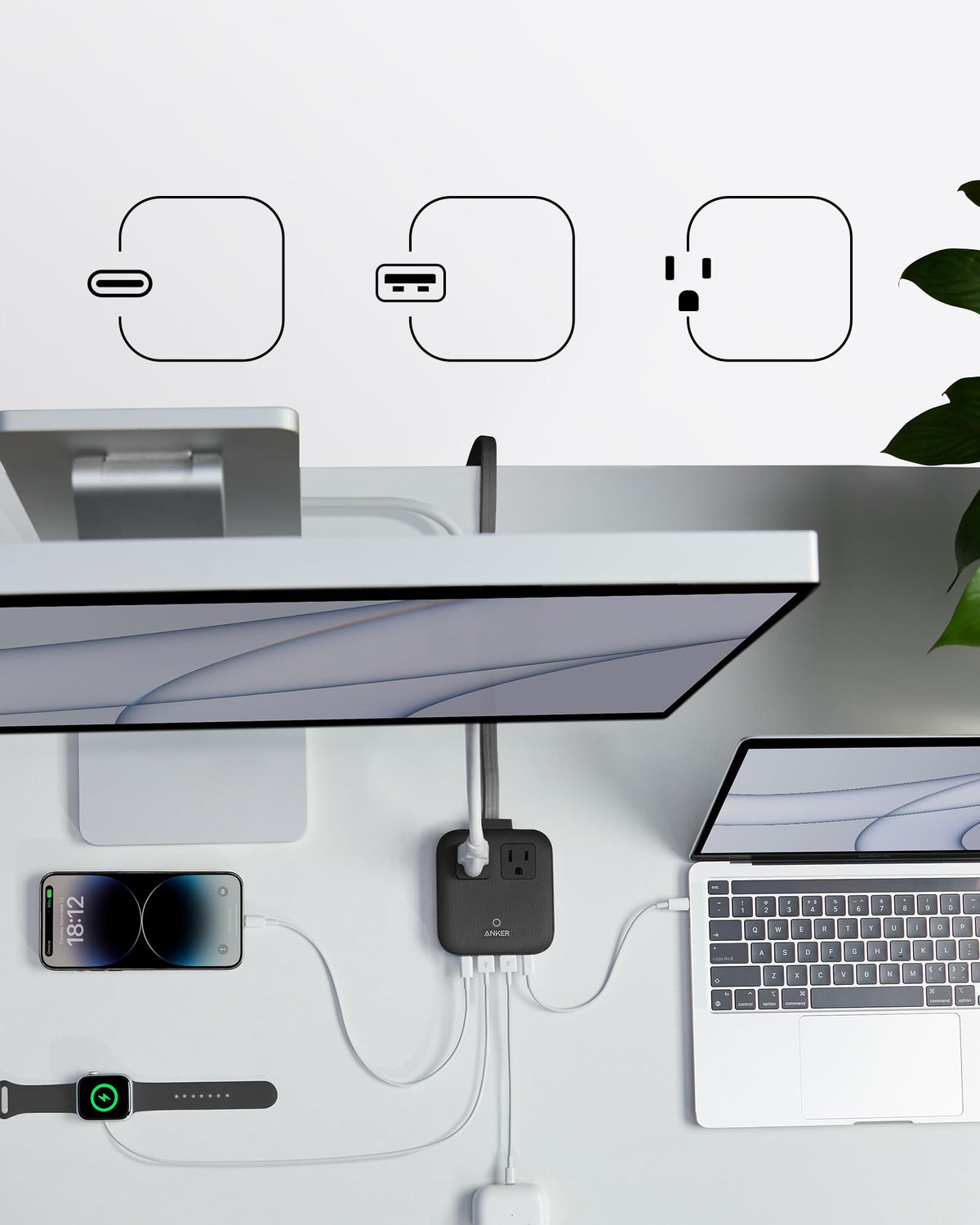 67W 6-in-1 Travel Power Strip with Dual USB-C Charger