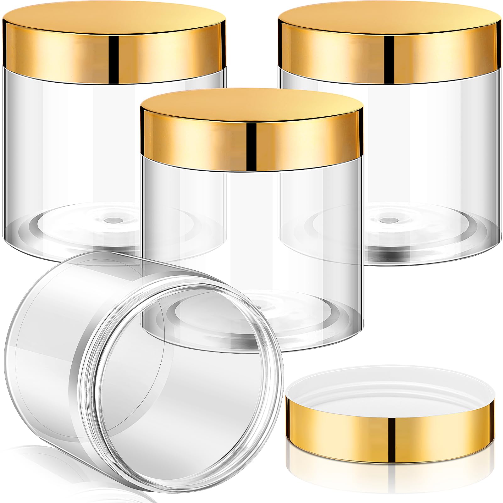 Patelai 4 Pcs Plastic Jars Wide Mouth with Lids