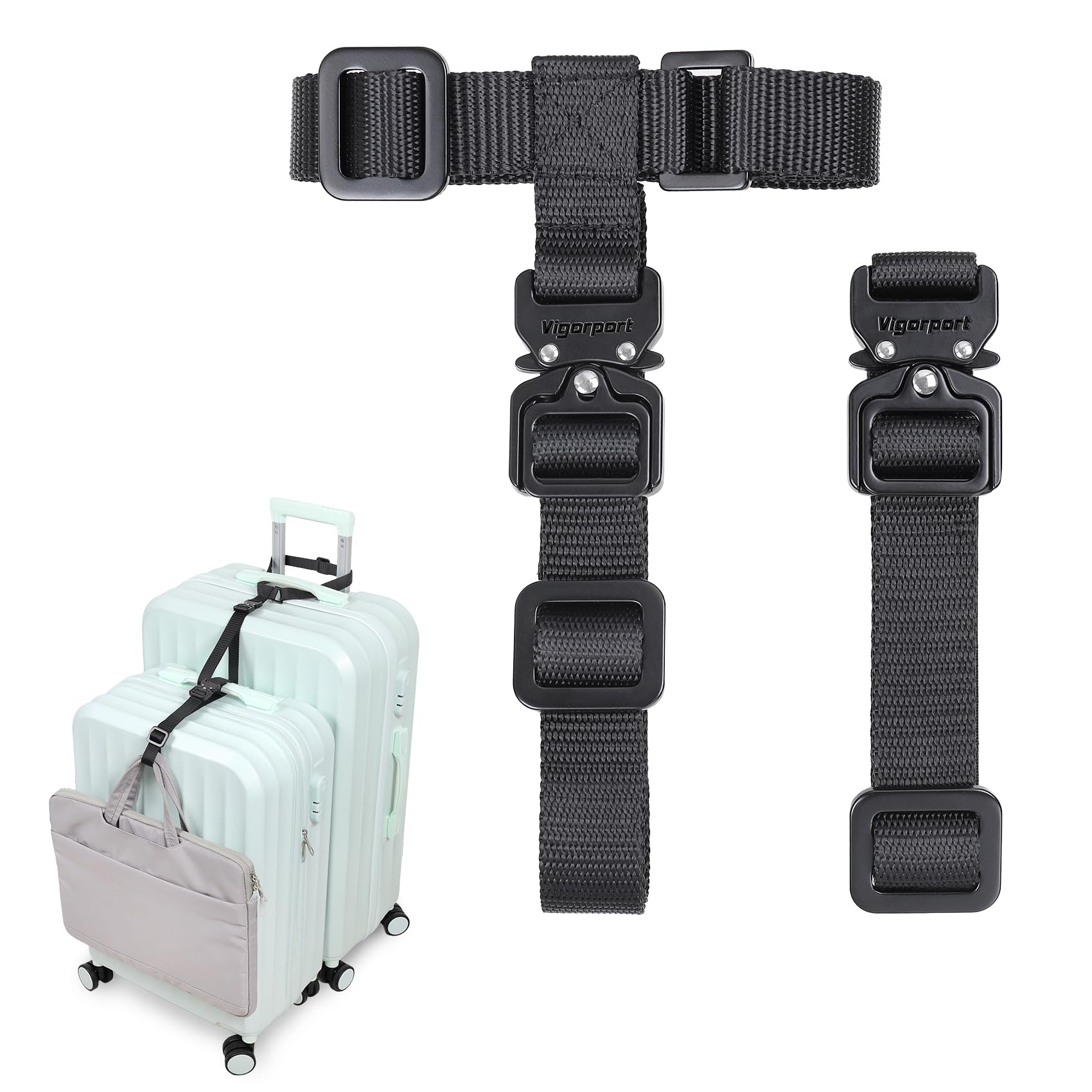 Vigorport Luggage Connector Straps for Suitcase, Add A Bag Suitcase Belt