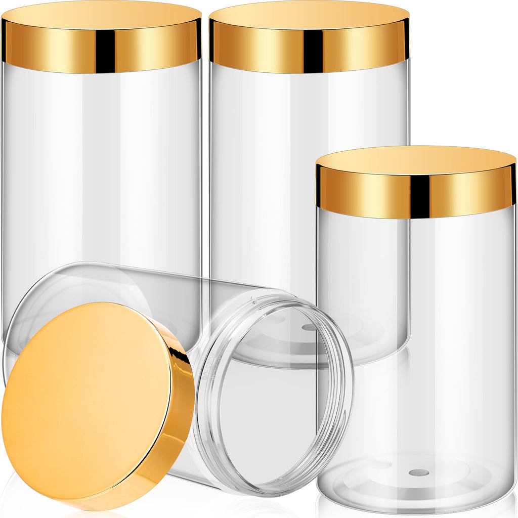 Patelai 4 Pcs Plastic Jars Wide Mouth with Lids