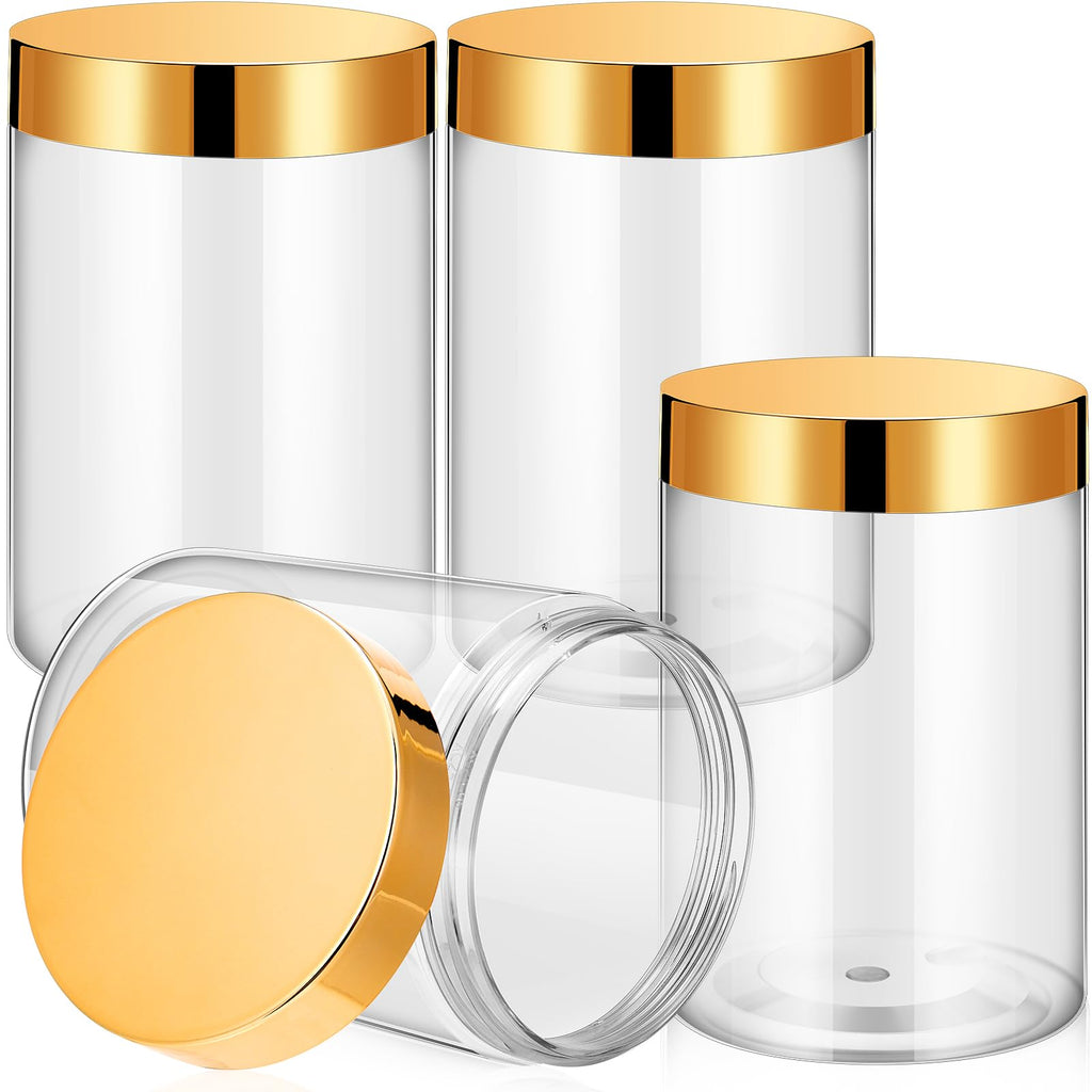 Patelai 4 Pcs Plastic Jars Wide Mouth with Lids