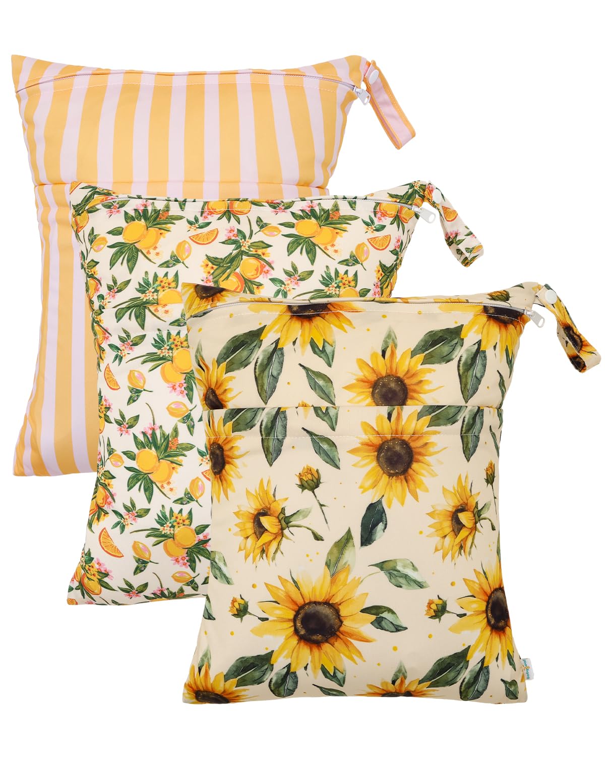 babygoal Wet Dry Bags for Baby Cloth Diapers, Washable Travel Bags, Beach, Pool, Gym Bag for Swimsuits & Wet Clothes with Two Zippered Pockets