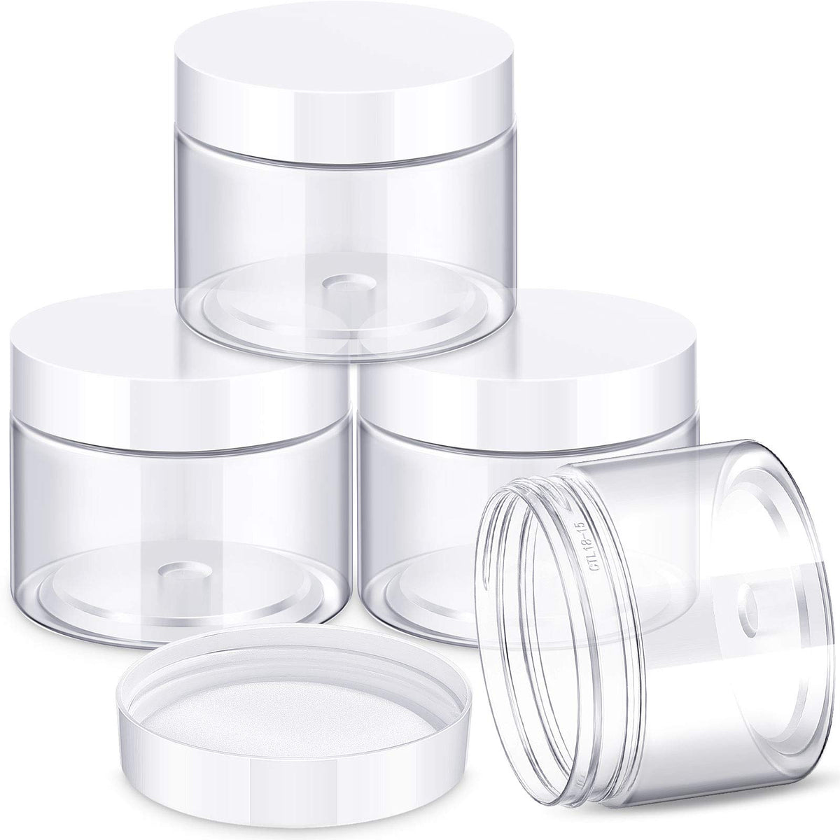 Patelai 4 Pcs Plastic Jars Wide Mouth with Lids