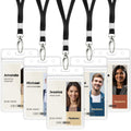 Fledomx 5 Pack Clear Waterproof Vertical ID Badge Holders with Lanyards
