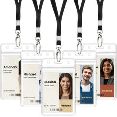 5-Pack Waterproof Clear ID Badge Holders with Lanyards