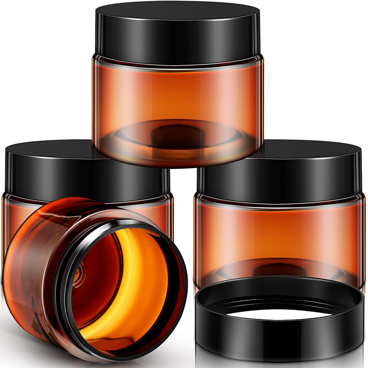 Patelai 4 Pcs Plastic Jars Wide Mouth with Lids