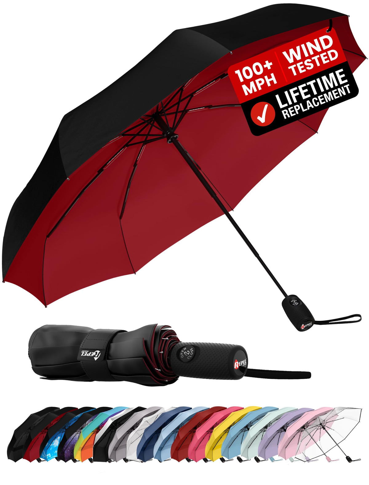 100 MPH Windproof Compact Auto-Folding Travel Umbrella
