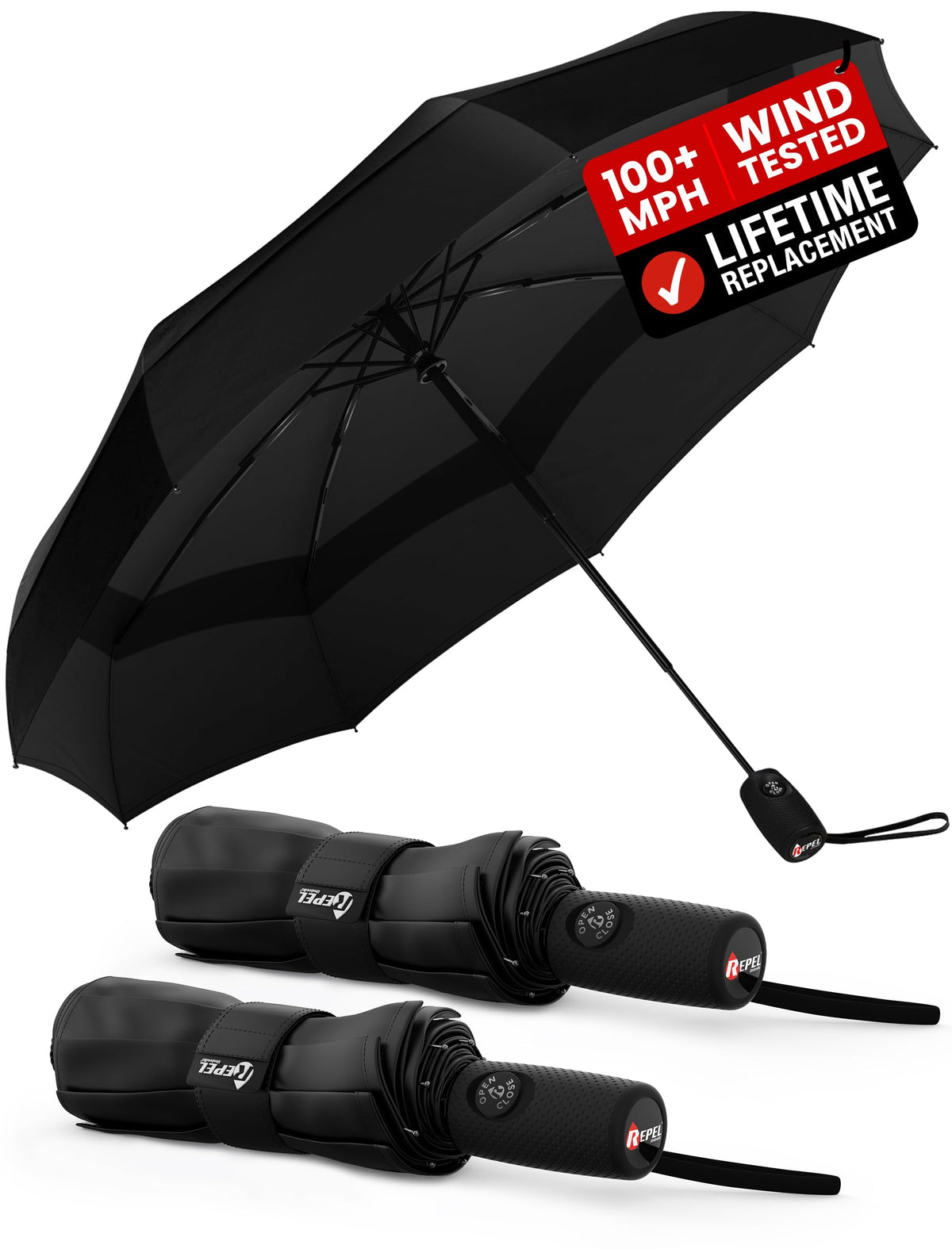 100 MPH Windproof Compact Auto-Folding Travel Umbrella