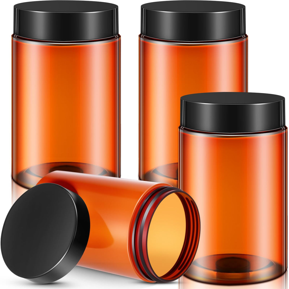 Patelai 4 Pcs Plastic Jars Wide Mouth with Lids
