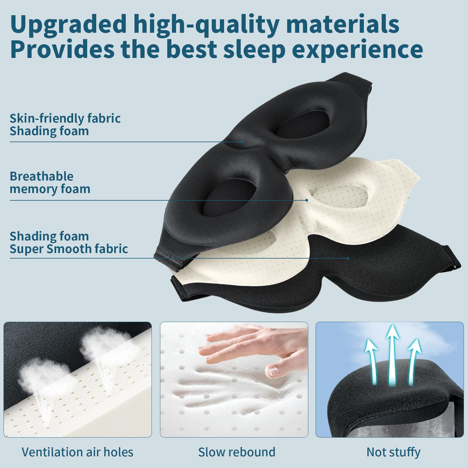 ZGGCD Sleep Mask for Side Sleeper, Light Blocking Sleeping Eye Mask for Women Men, 3D Contoured Cup Night Blindfold, Luxury Eye Cover Eye Shade with Adjustable Strap for Travel, Nap