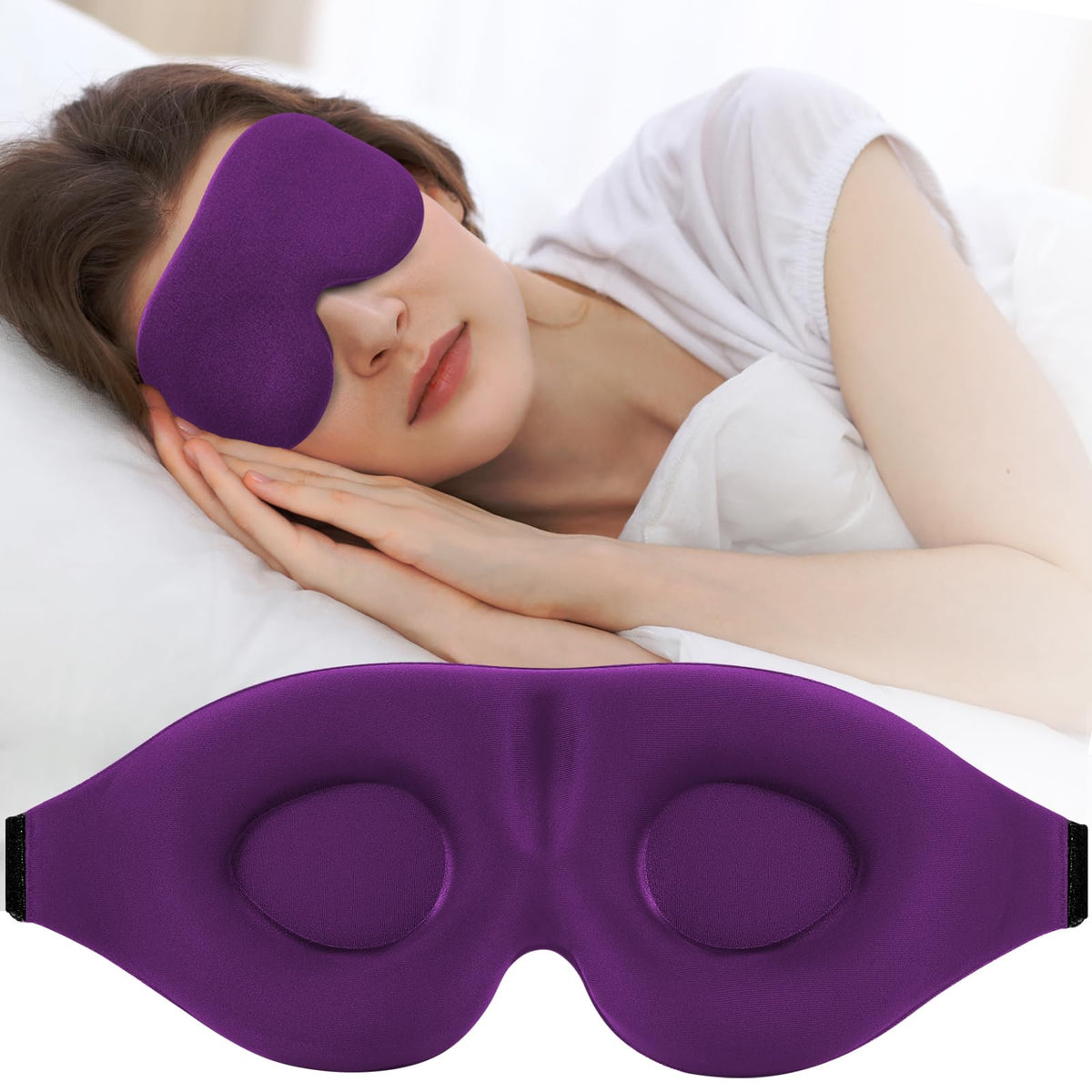 3D Contoured Light-Blocking Sleep Mask for Side Sleepers