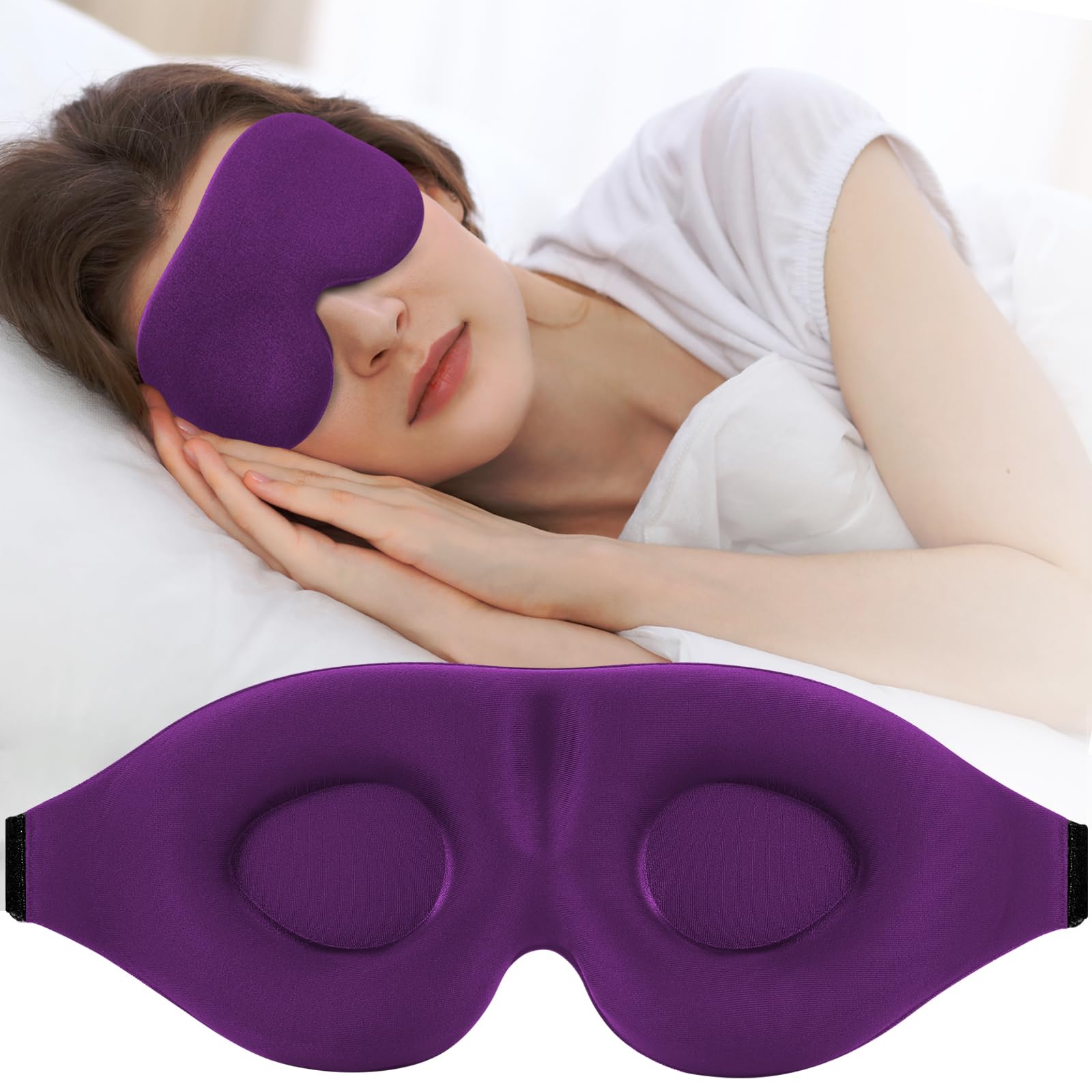 ZGGCD Sleep Mask for Side Sleeper, Light Blocking Sleeping Eye Mask for Women Men, 3D Contoured Cup Night Blindfold, Luxury Eye Cover Eye Shade with Adjustable Strap for Travel, Nap