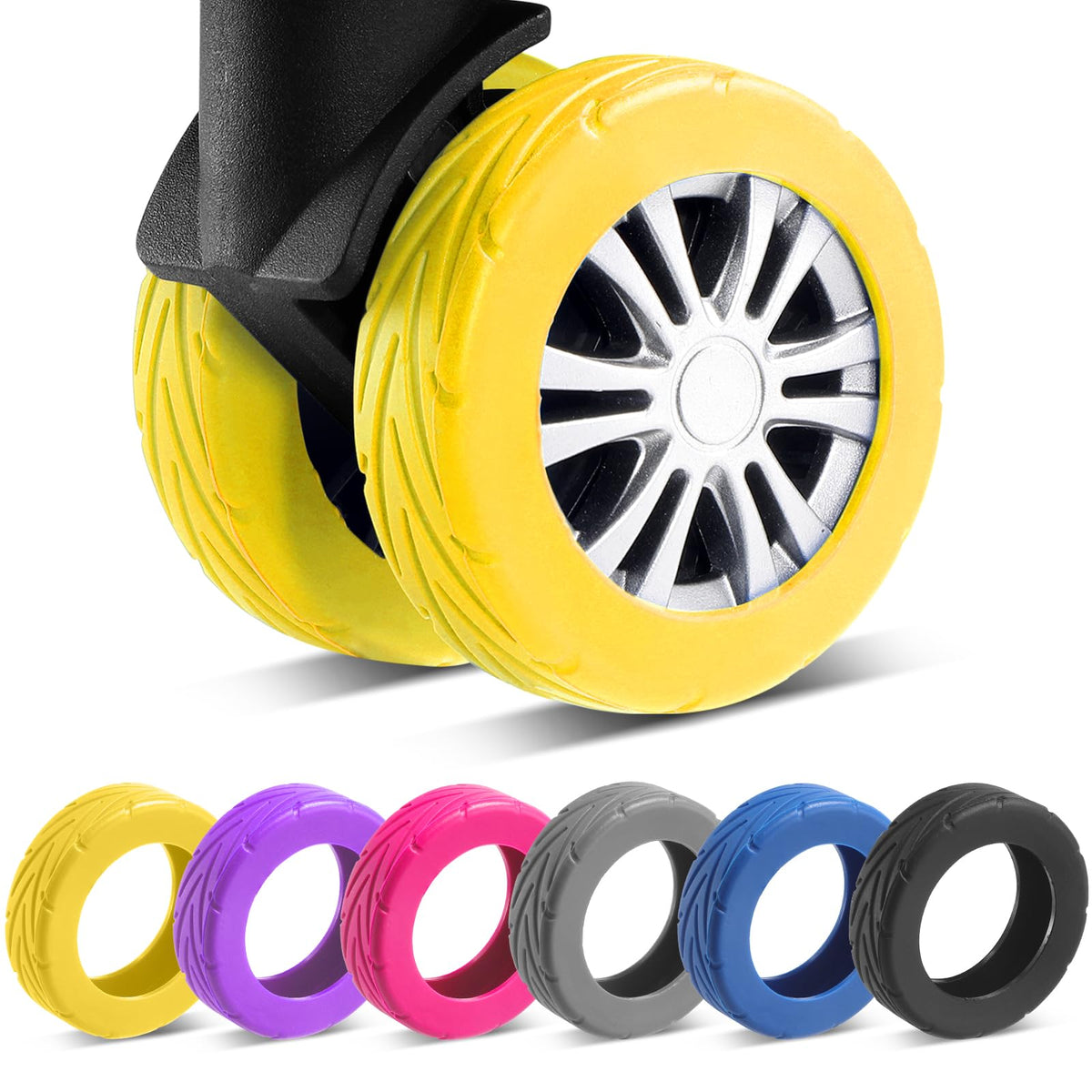 8-Pack Protective Luggage Wheel Covers for Suitcases