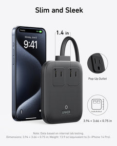 67W 6-in-1 Travel Power Strip with Dual USB-C Charger
