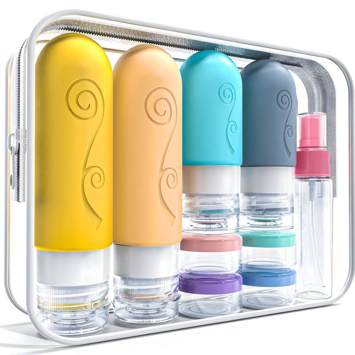 vodvob 16pack Travel Bottles for Toiletries,TSA Approved Silicone Travel Containers for Toiletries,Leak Proof Refillable Liqus Shampoo And Conditioner travel Essentials toiletry Bottles
