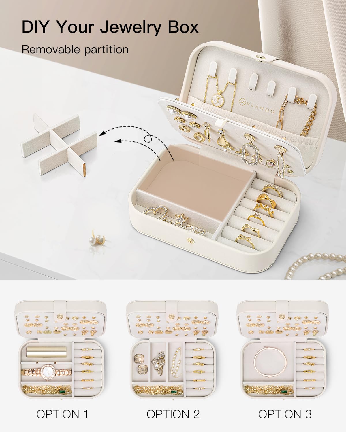 Portable Travel Jewelry Case for Earrings, Rings & Necklaces