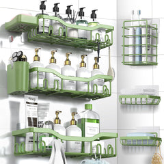 7-Pack Adhesive Stainless Steel Shower Caddy Organizer