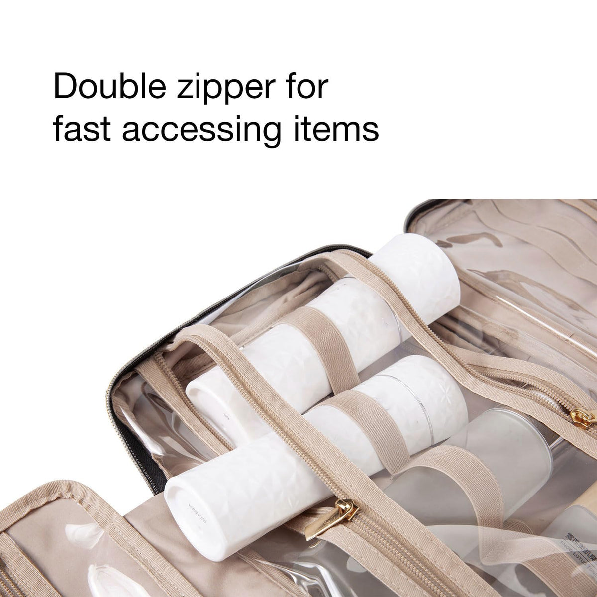 BAGSMART Toiletry Bag Travel Bag with Hanging Hook, Water-resistant Makeup Cosmetic Bag Travel Organizer for Accessories, Shampoo, Full-size Container, Toiletries