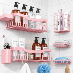 7-Pack Adhesive Stainless Steel Shower Caddy Organizer