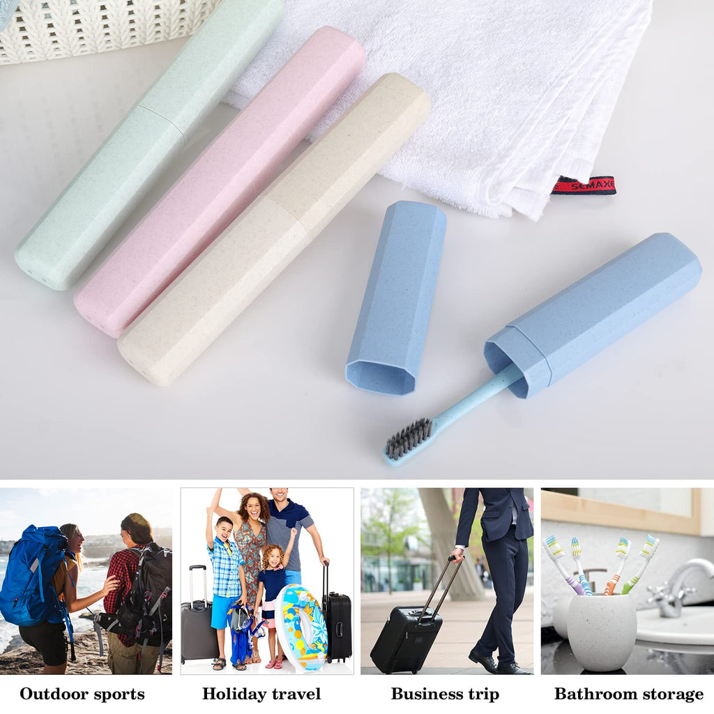 4 Pack Toothbrush Cases - Portable Travel Holder Container With Cover - Plastic Carrier Protector for Bathroom, School, Home, Camping