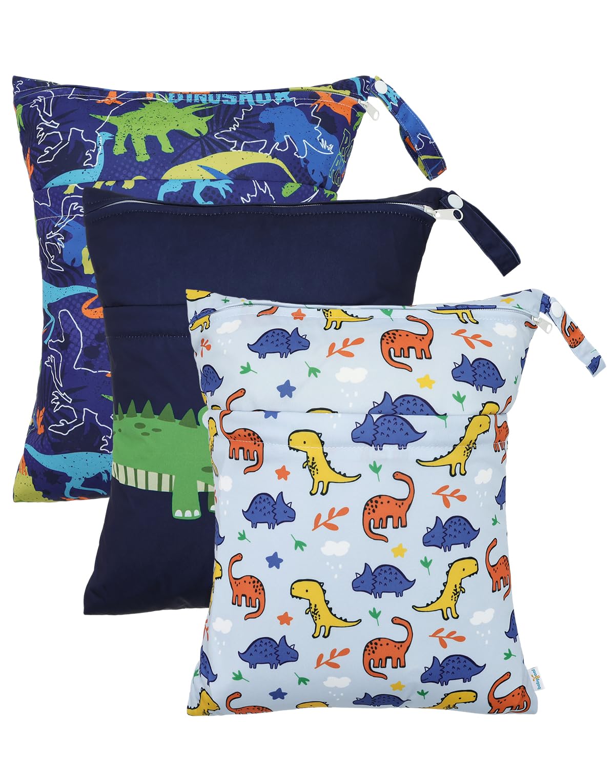 babygoal Wet Dry Bags for Baby Cloth Diapers, Washable Travel Bags, Beach, Pool, Gym Bag for Swimsuits & Wet Clothes with Two Zippered Pockets