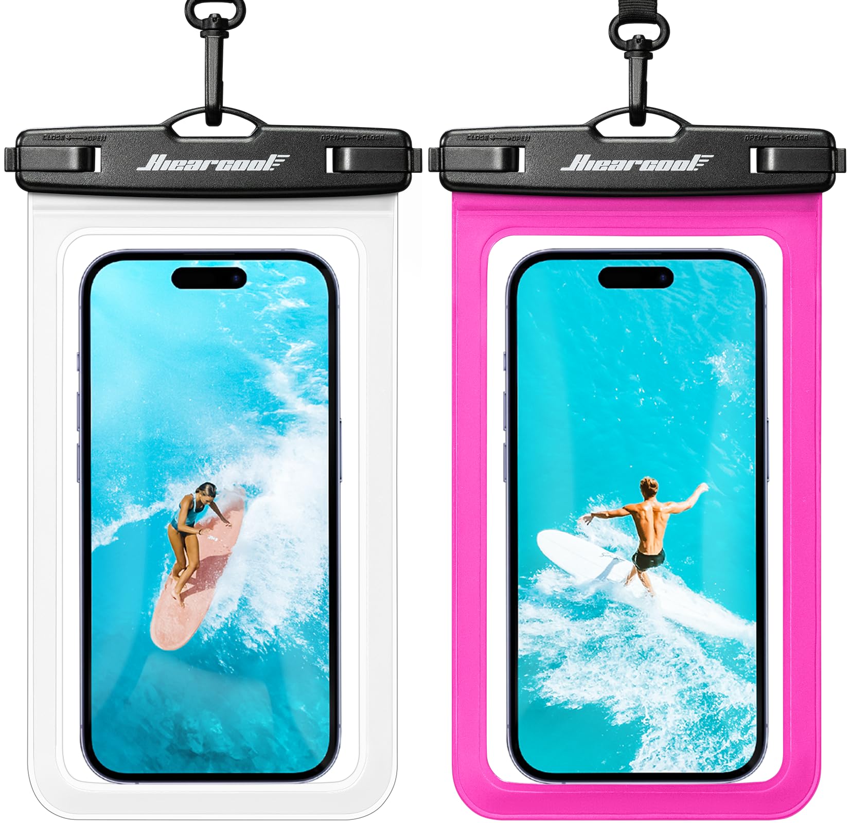 Hiearcool Universal Waterproof Case, Waterproof Phone Pouch Compatible for iPhone 14 13 12 11 Pro Max XS Plus Samsung Galaxy S22 Cellphone Up to 8.3", IPX8 Cellphone Dry Bag for Vacation-2 Pack