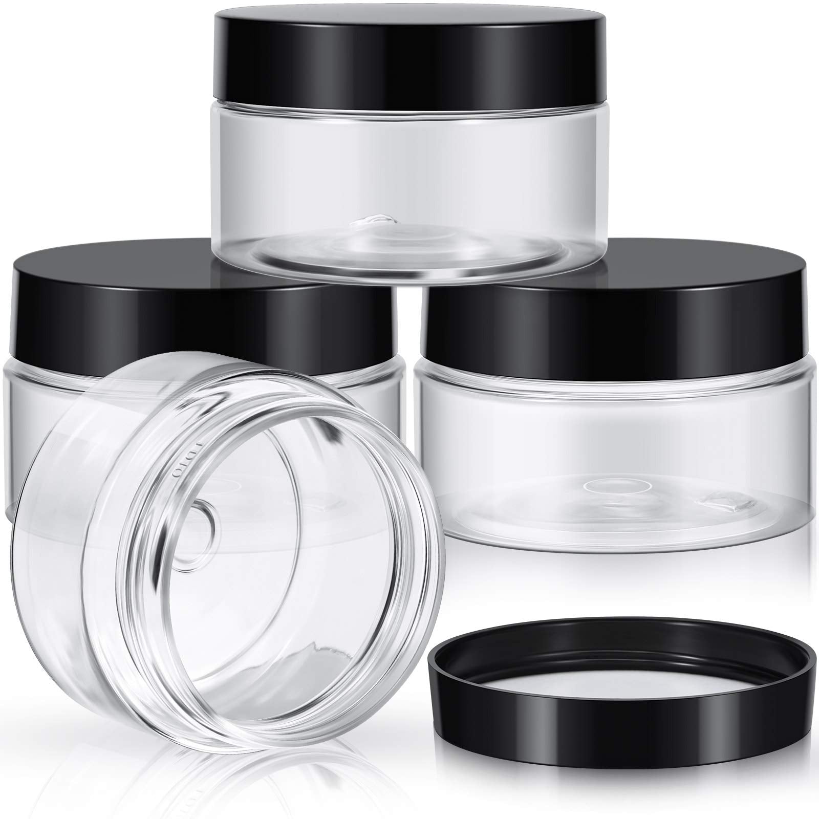 Patelai 4 Pcs Plastic Jars Wide Mouth with Lids