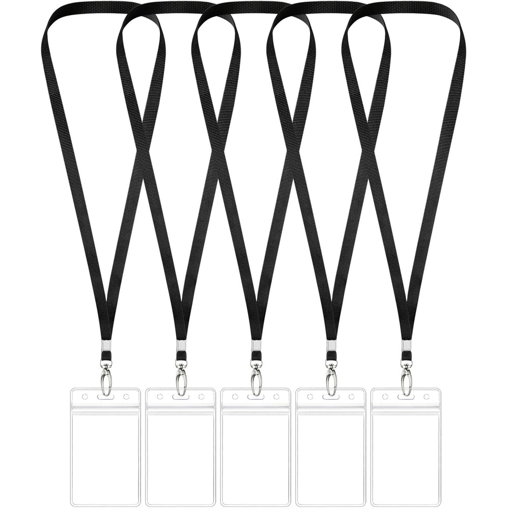 5-Pack Waterproof Clear ID Badge Holders with Lanyards