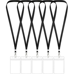 5-Pack Waterproof Clear ID Badge Holders with Lanyards
