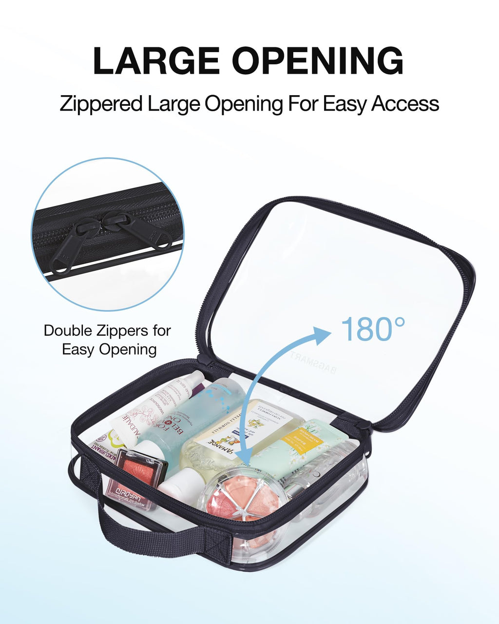 BAGSMART Clear Toiletry Bag, 3 Pack TSA Approved Toiletry Bag Quart Size Bag