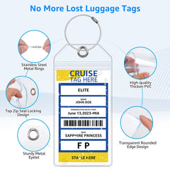 Cruise Luggage Tag Holder for Carnival, NCL, Princess & MSC