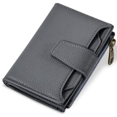 Compact RFID Blocking Leather Bifold Travel Wallet for Women