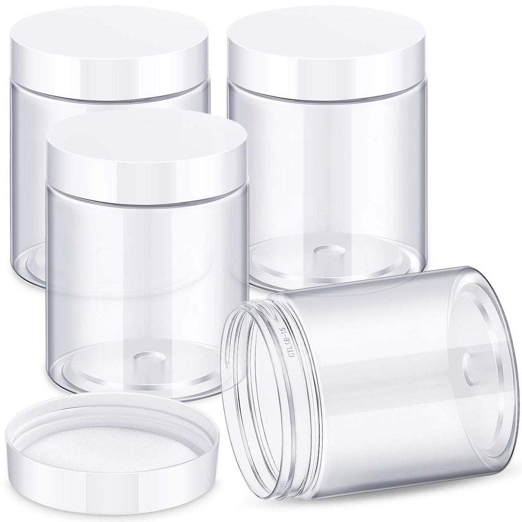 Patelai 4 Pcs Plastic Jars Wide Mouth with Lids